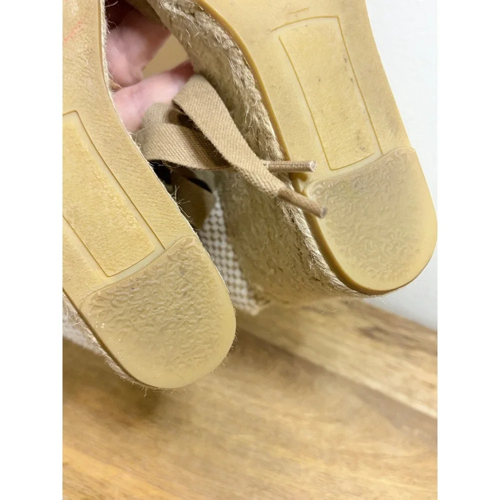 Gaimo Tan Suede Espadrille Wedges Ribbon Ankle Tie Made in Spain EU 37